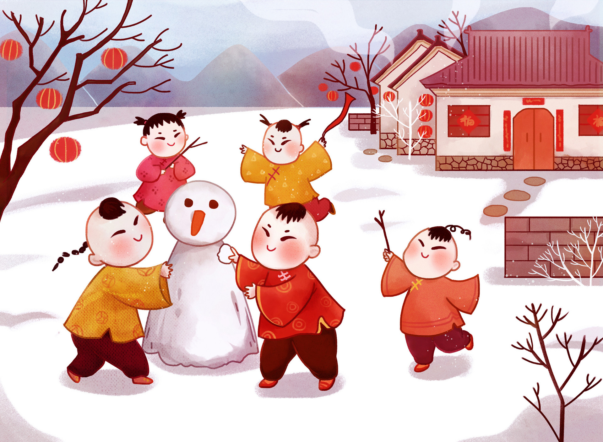童年趣事堆雪人作文400字