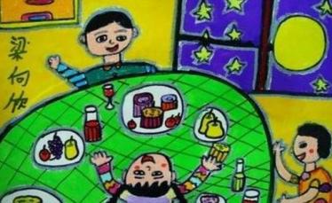 关于中秋赏月的儿童画图片大全