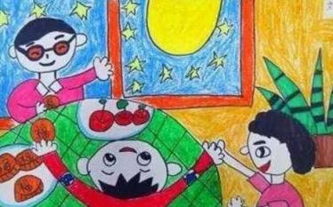 关于中秋赏月的儿童画图片大全
