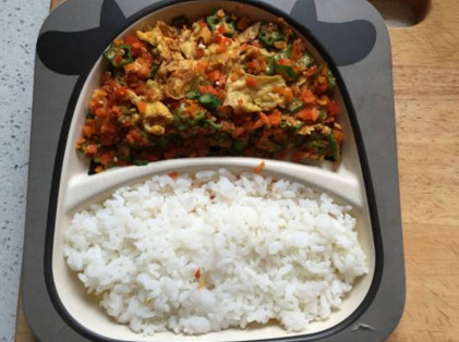 秋葵蔬菜鸡蛋饭，就是这么美味