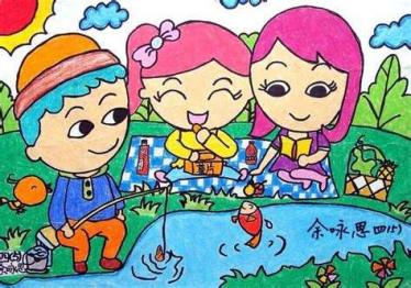 愉快的暑假生活儿童画简单3