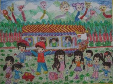 关于暑假的一幅画简单儿童画9