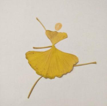 跳舞的小人树叶贴画