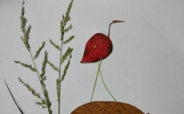 火烈鸟树叶剪贴画手工